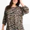Blouse - leopard print black / beige
