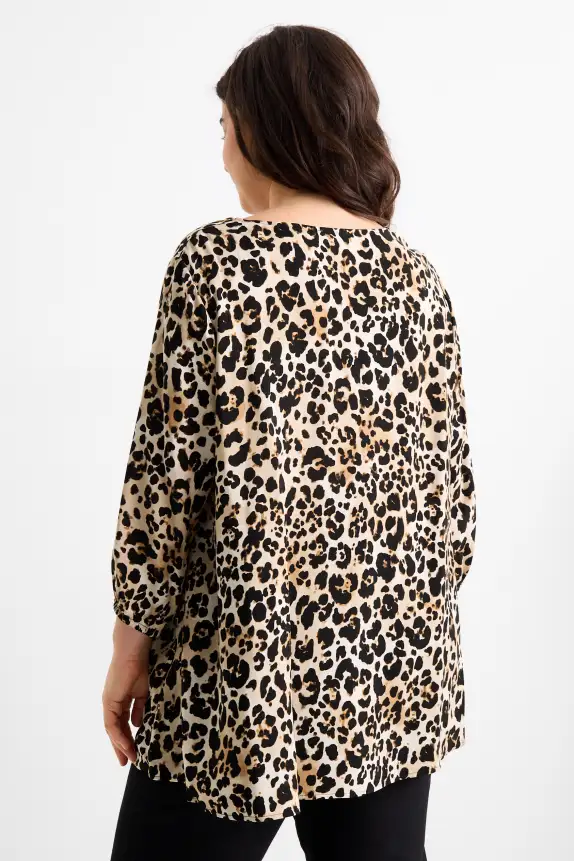 Blouse - leopard print black / beige