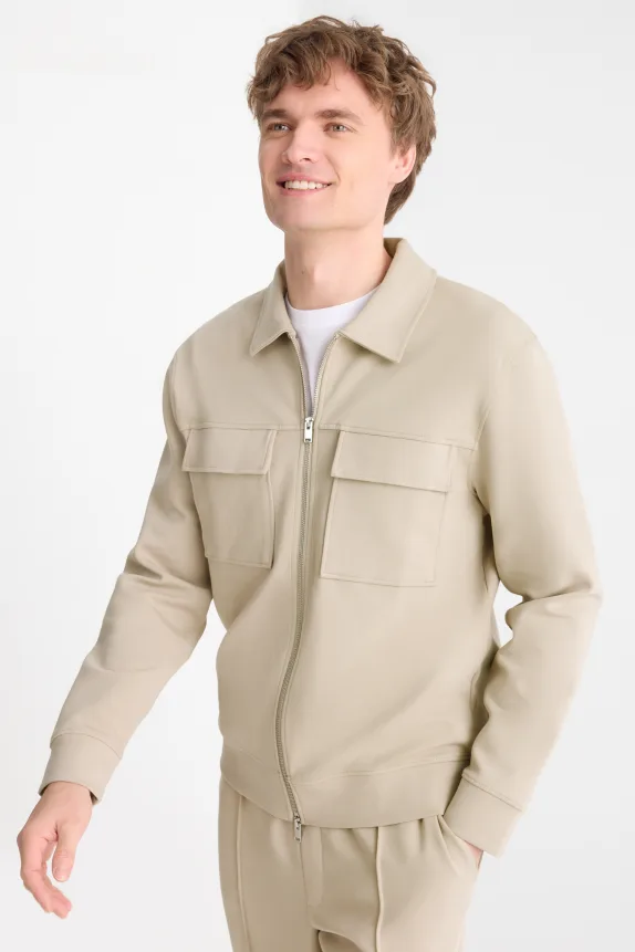 Zip-through sweatshirt beige