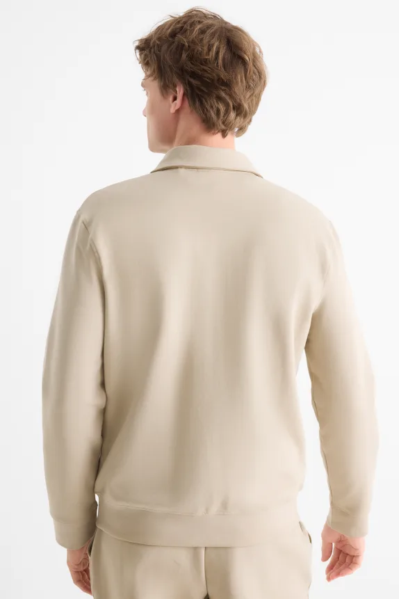 Zip-through sweatshirt beige