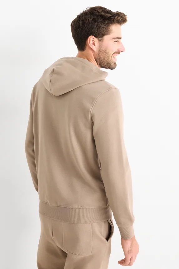 Zip-through hoodie taupe