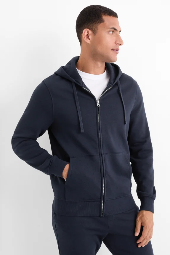 Zip-through hoodie dark blue