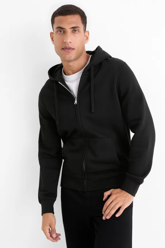 Zip-through hoodie black