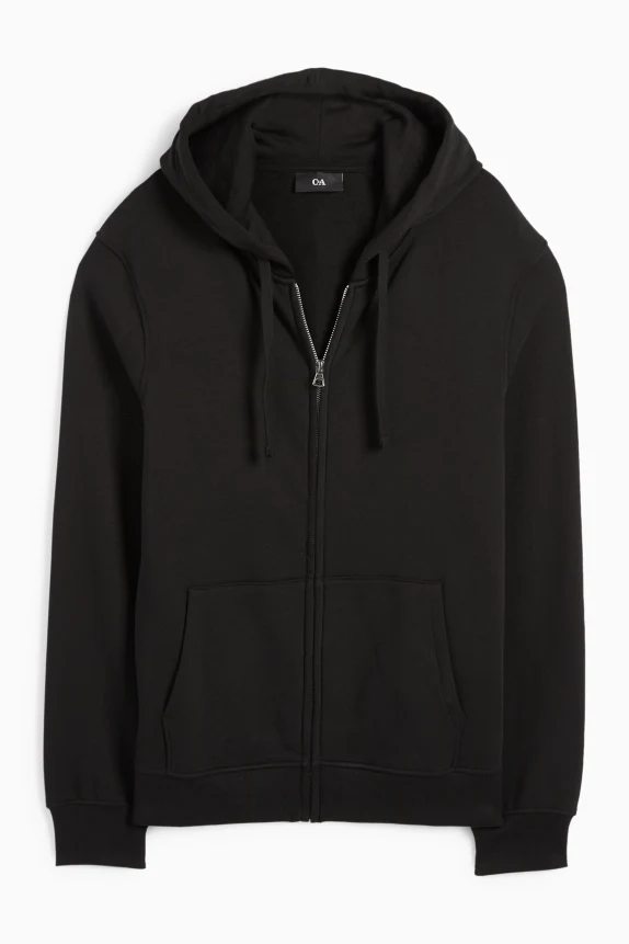 Zip-through hoodie black