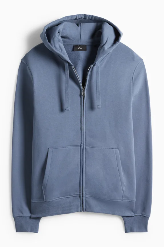 Zip-through hoodie blue