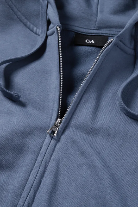 Zip-through hoodie blue