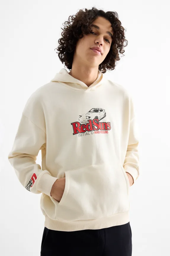 Hoodie - Initial D light beige