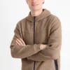Zip-through hoodie brown