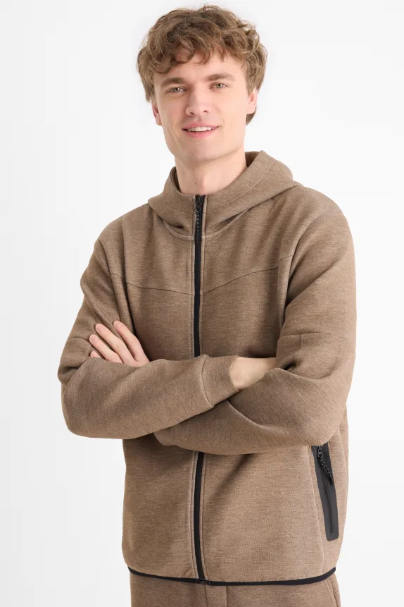 Zip-through hoodie brown