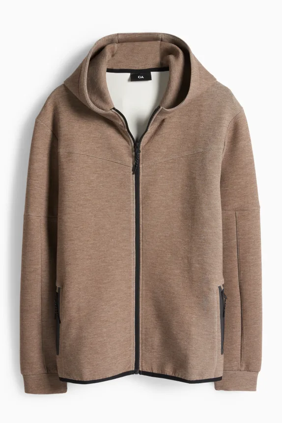 Zip-through hoodie brown