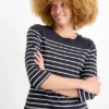 Long sleeve top - striped dark blue