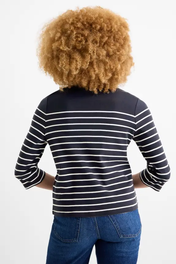 Long sleeve top - striped dark blue