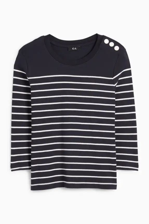 Long sleeve top - striped dark blue