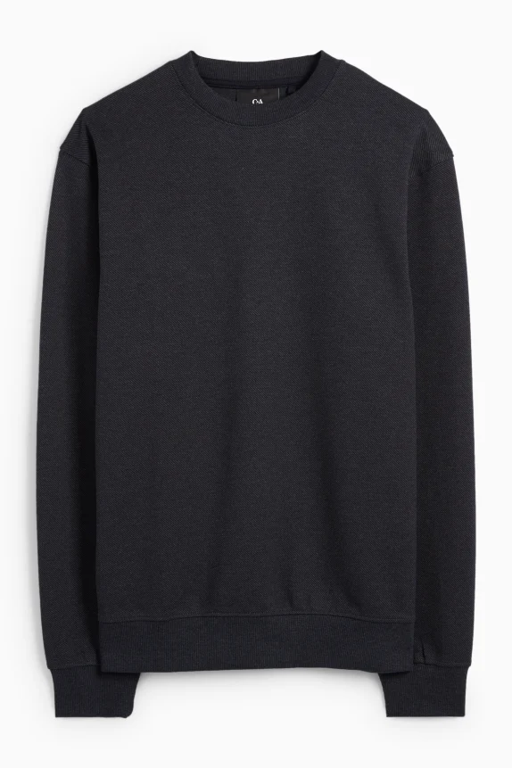 Sweatshirt - textured black-melange