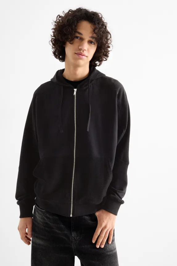 Zip-through hoodie black