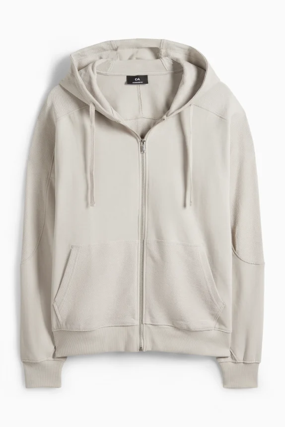 Zip-through hoodie beige