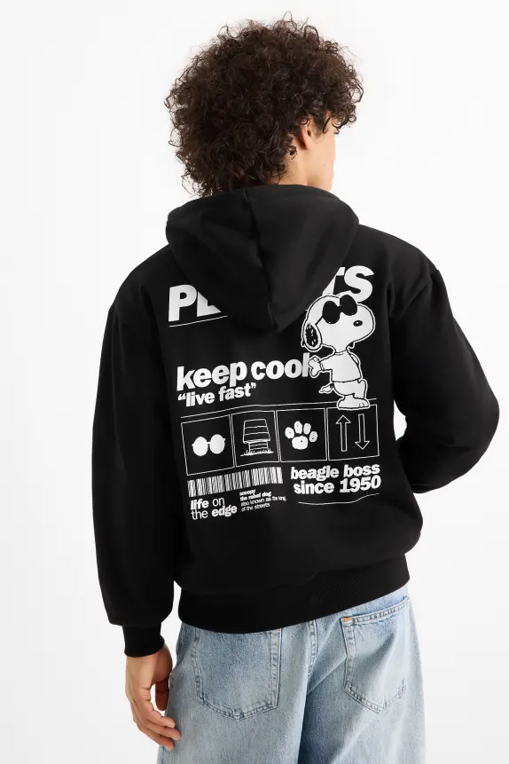 Oversized zip-through hoodie - Peanuts black