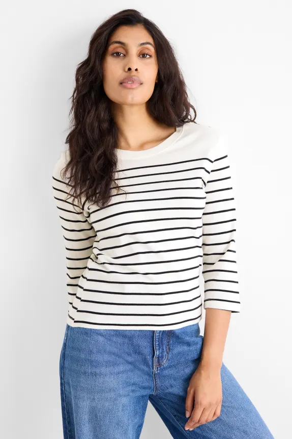 Long sleeve top - striped cremewhite
