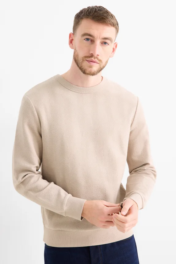 Sweatshirt - textured beige