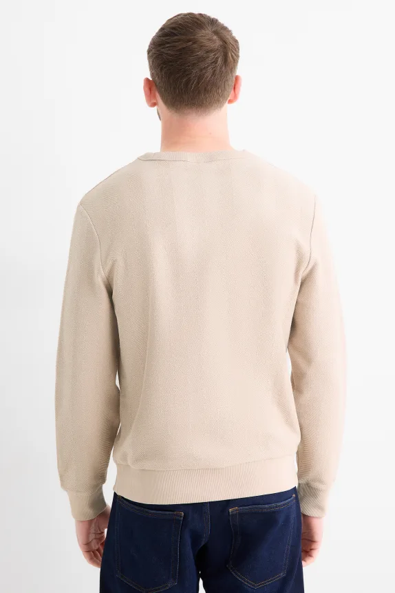 Sweatshirt - textured beige