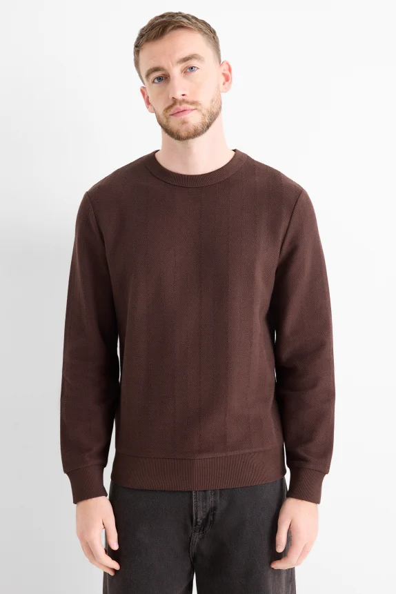 Sweatshirt - textured dark brown