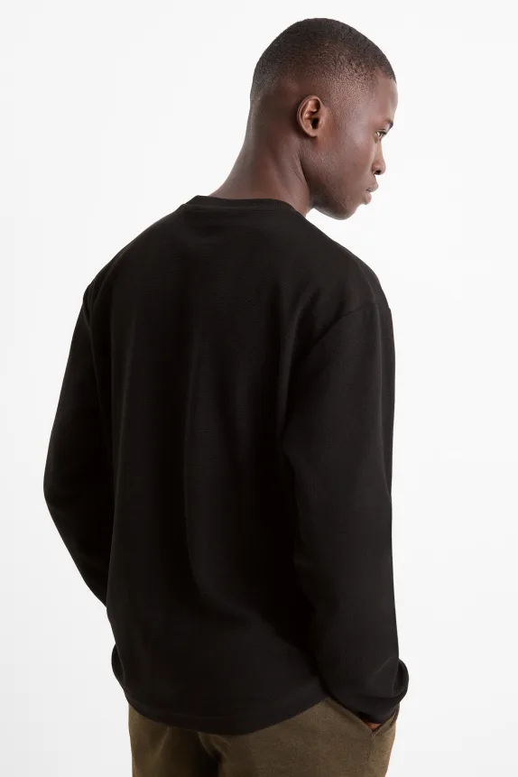 Sweatshirt - textured black