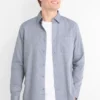 Shirt - regular fit - kent collar - textured blue