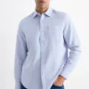 Shirt - regular fit - kent collar - textured light blue