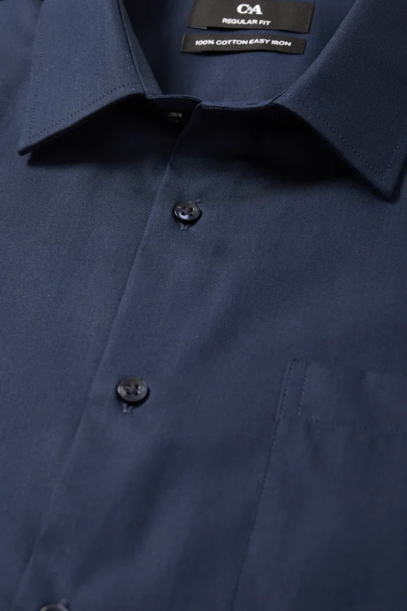 Business shirt - regular fit - kent collar - easy-iron dark blue