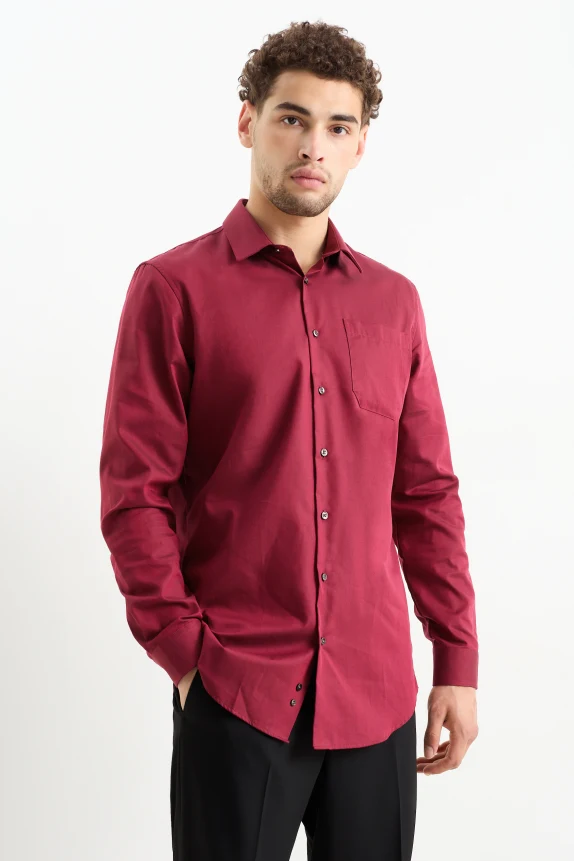 Business shirt - regular fit - kent collar - easy-iron dark red