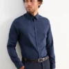 Business shirt - slim fit - kent collar - easy-iron dark blue