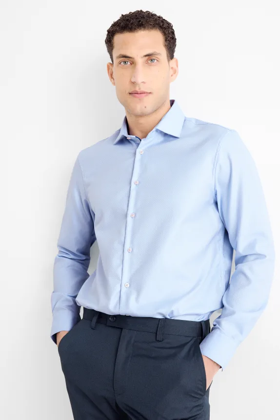 Business shirt - regular fit - cutaway collar - easy-iron light blue