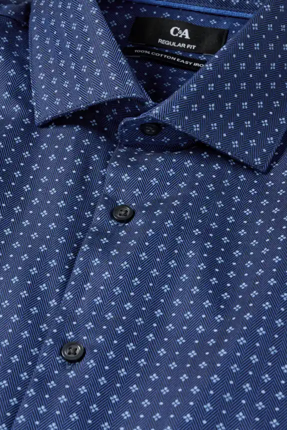 Business shirt - regular fit - cutaway collar - easy-iron dark blue