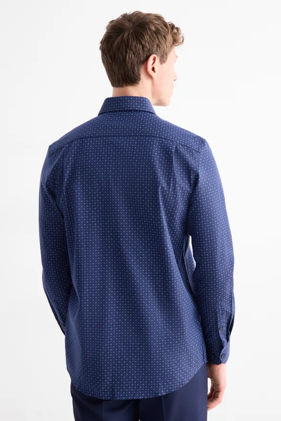 Business shirt - regular fit - cutaway collar - easy-iron dark blue