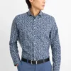 Business shirt - regular fit - cutaway collar - patterned dark blue