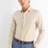 Business shirt - slim fit - cutaway collar - easy-iron beige / blue