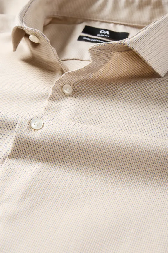 Business shirt - slim fit - cutaway collar - easy-iron beige / blue
