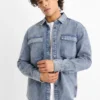 Denim shirt - regular fit - kent collar blue denim