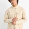 Denim shirt - regular fit - kent collar light beige
