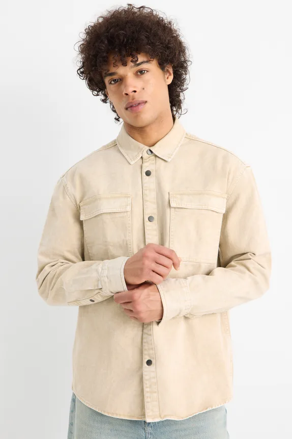 Denim shirt - regular fit - kent collar light beige