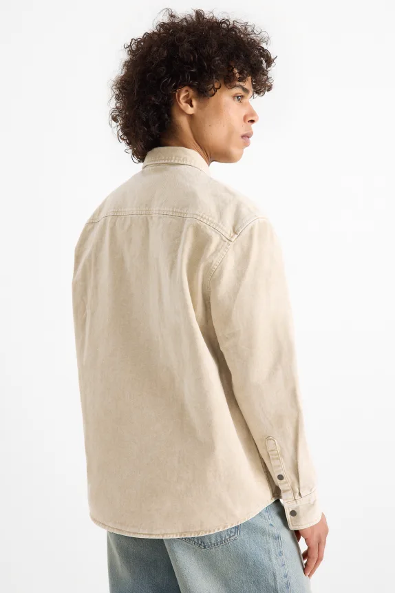 Denim shirt - regular fit - kent collar light beige