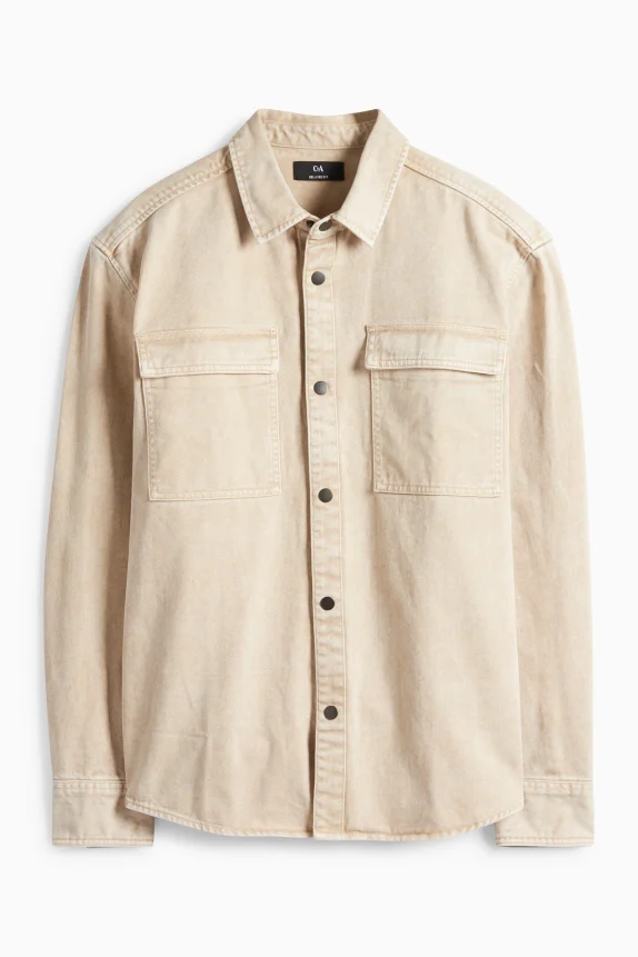 Denim shirt - regular fit - kent collar light beige