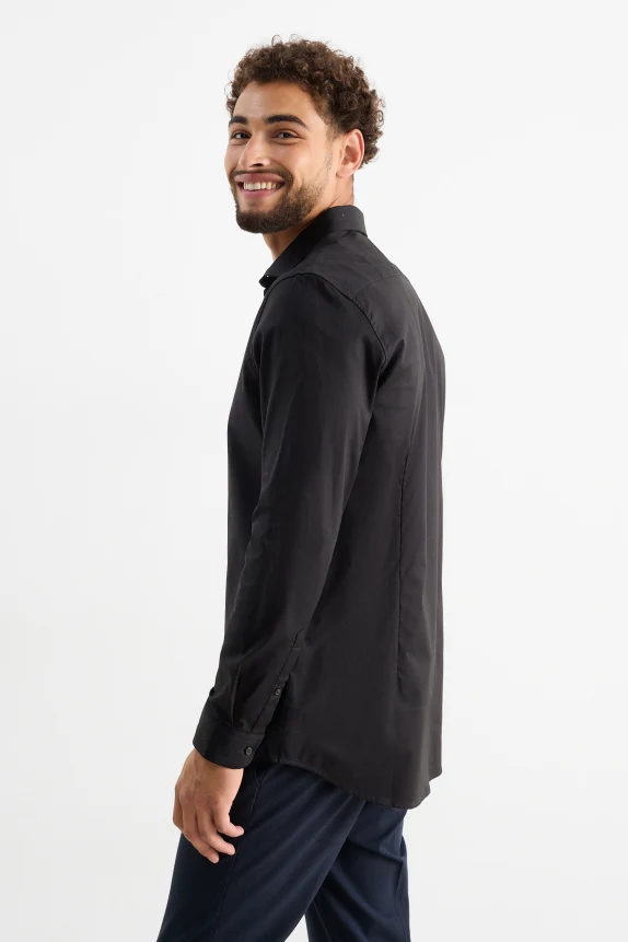 Business shirt - body fit - cutaway collar - easy-iron - LYCRA® black
