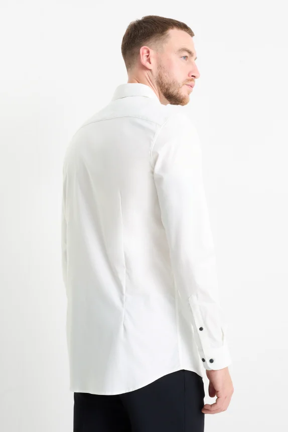 Business shirt - body fit - cutaway collar - easy-iron - LYCRA® cremewhite