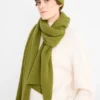 Cashmere scarf - ribbed green