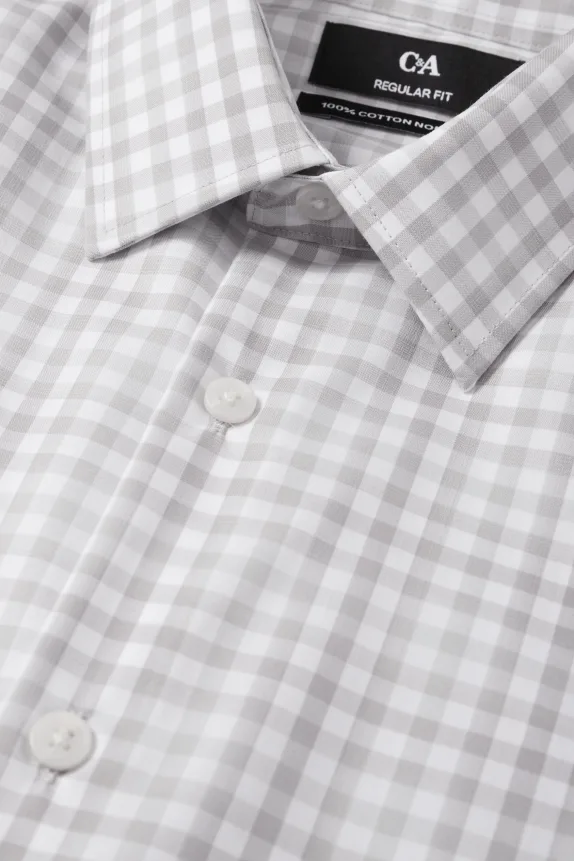 Business shirt - regular fit - kent collar - easy-iron - check cremewhite