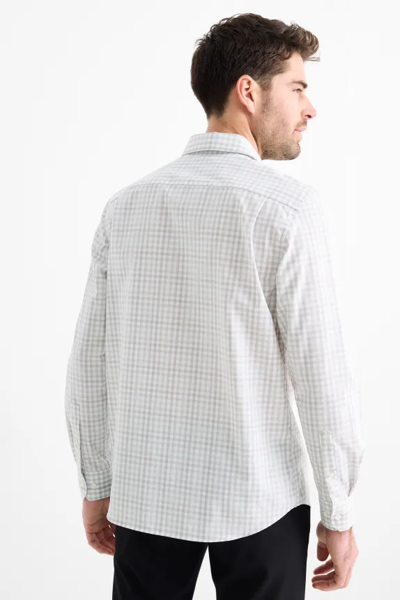 Business shirt - regular fit - kent collar - easy-iron - check cremewhite