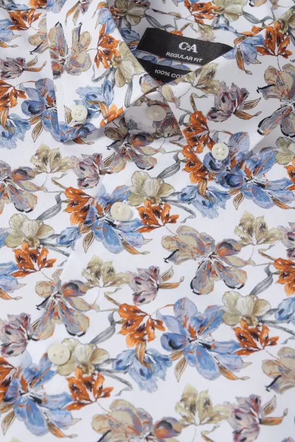 Business shirt - regular fit - button-down collar - patterned multicoloured
