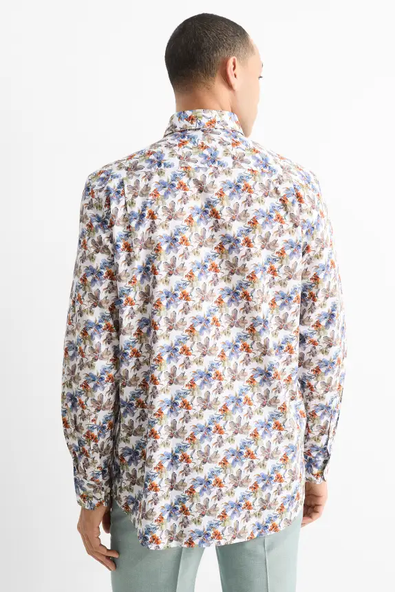 Business shirt - regular fit - button-down collar - patterned multicoloured