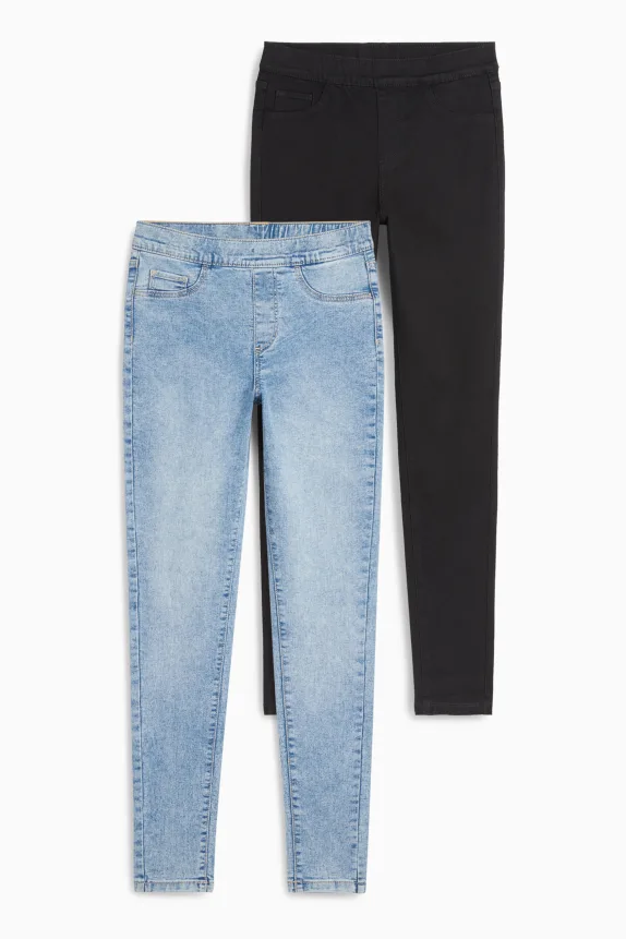 Multipack of 2 - jegging jeans - mid-rise waist denim-light blue